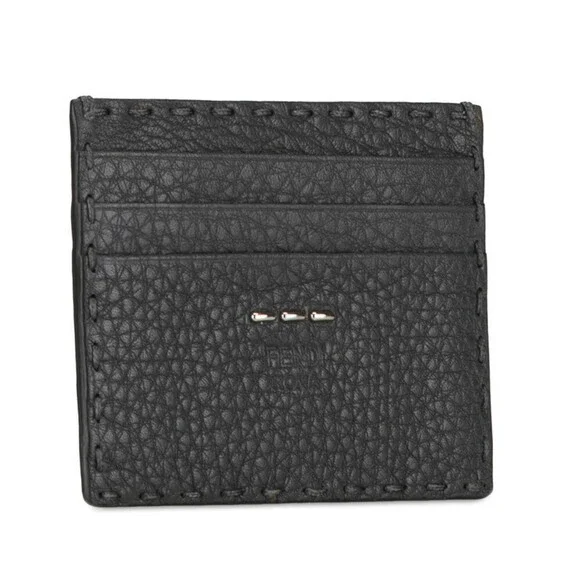 Fendi Fendi Leather Card Case Black Leather Card Case